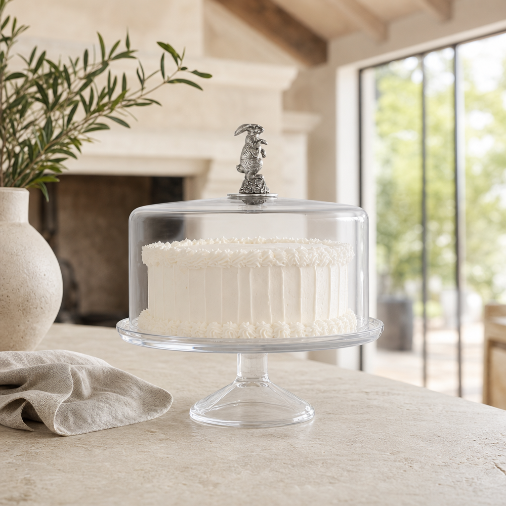 Bunny Glass Covered Cake / Dessert Stand