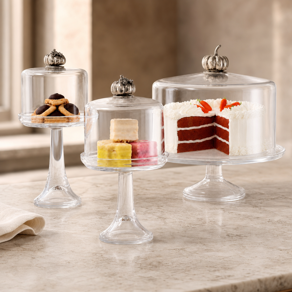 Pumpkin knob glass covered cake and dessert stand by Vagabond House