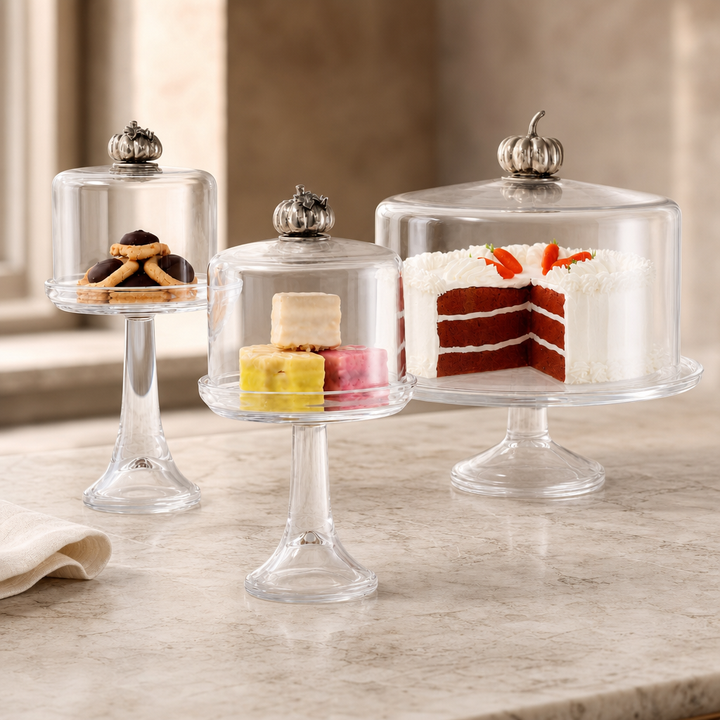 Pumpkin knob glass covered cake and dessert stand by Vagabond House
