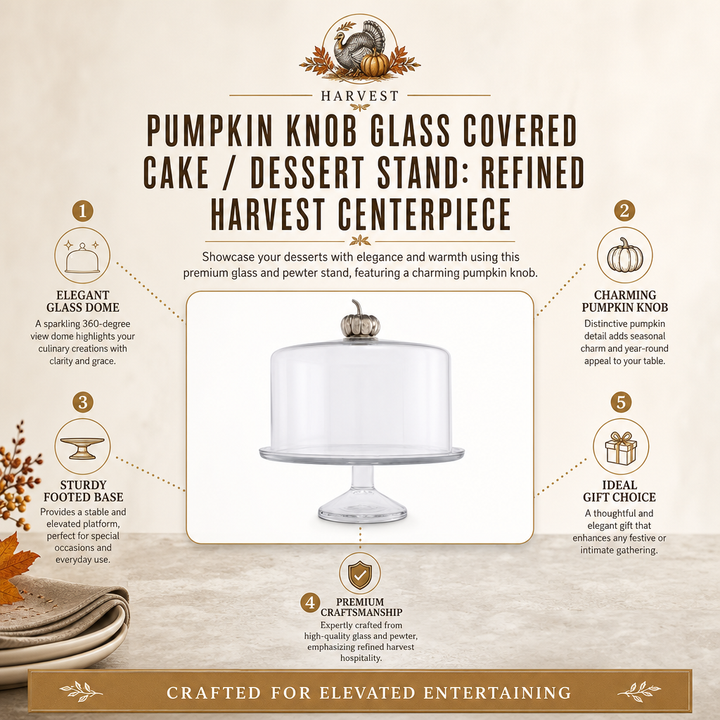 Pumpkin Knob Glass Covered Cake Stand