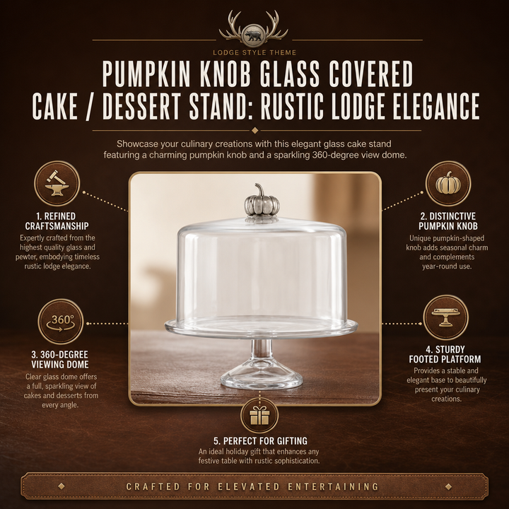 Pumpkin Knob Glass Covered Cake Stand