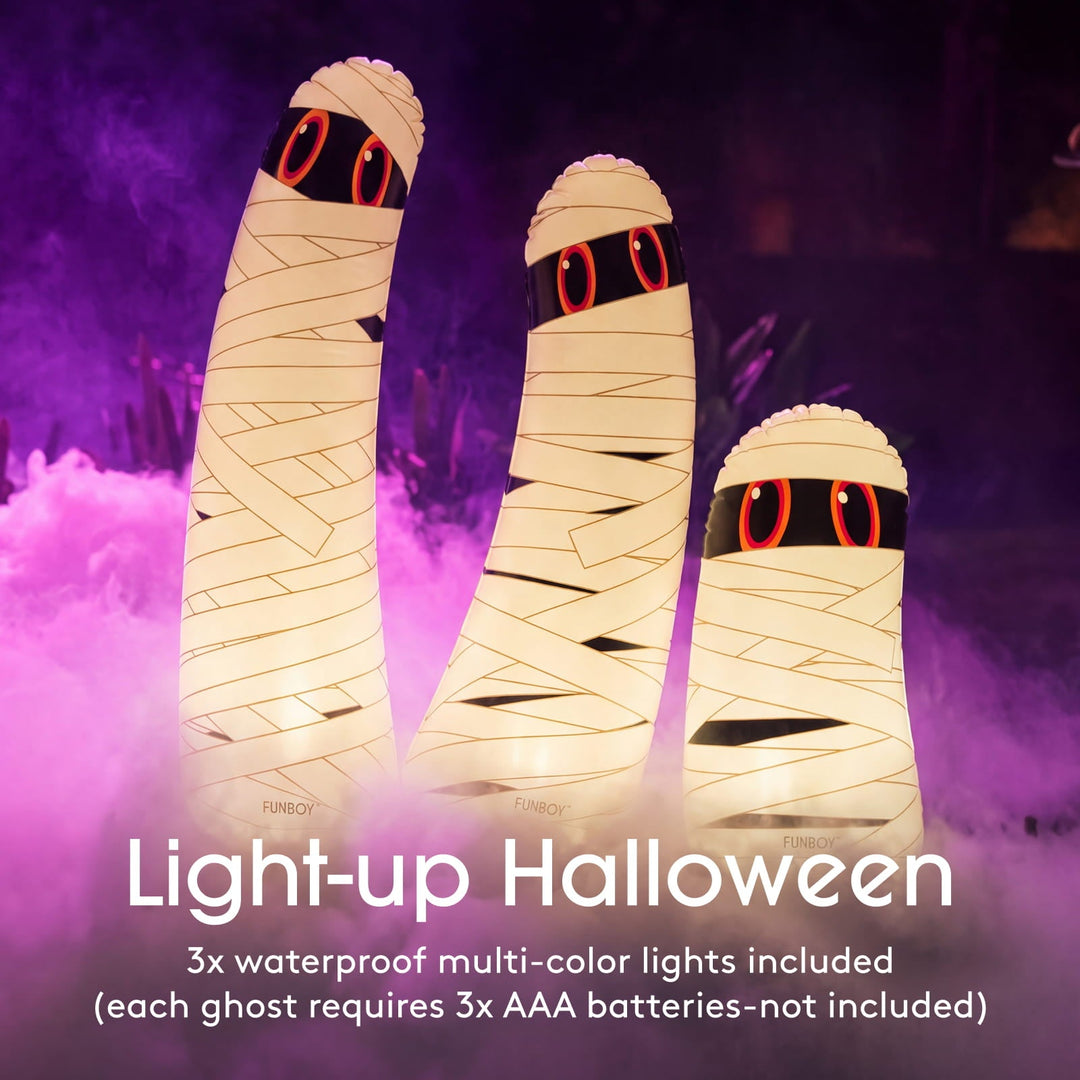 Standing Light-Up Mummy Ghost Decor, Set of 3
