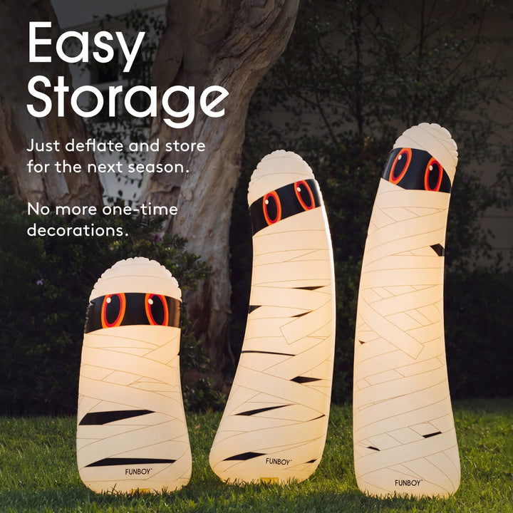 Standing Light-Up Mummy Ghost Decor, Set of 3