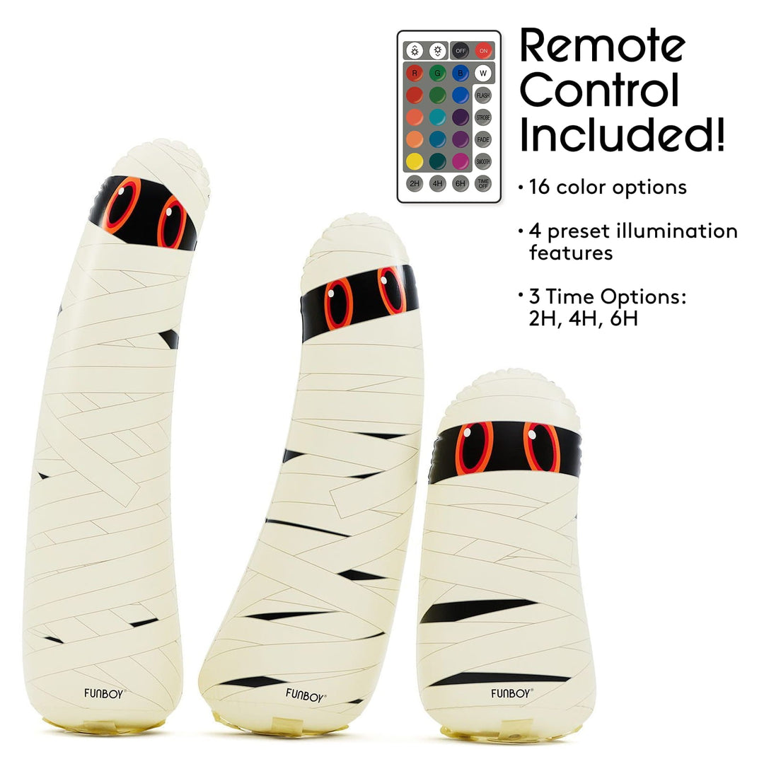 Standing Light-Up Mummy Ghost Decor, Set of 3