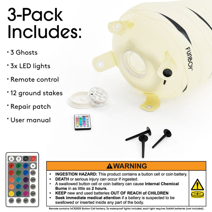 Standing Light-Up Mummy Ghost Decor, Set of 3