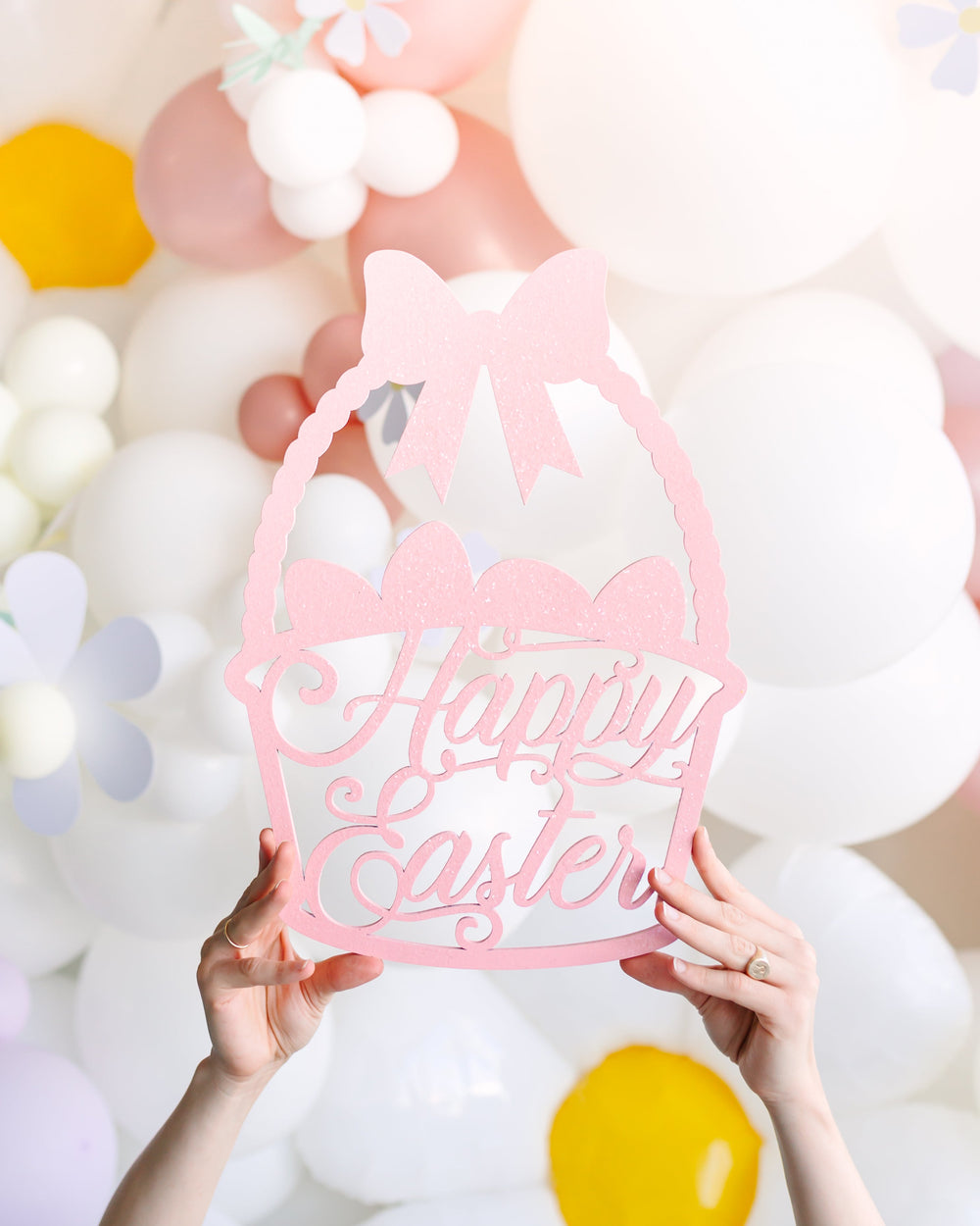 PASTEL PINK HAPPY EASTER SIGN DECORATION Bethany Lowe Designs Easter Decor Bonjour Fete - Party Supplies