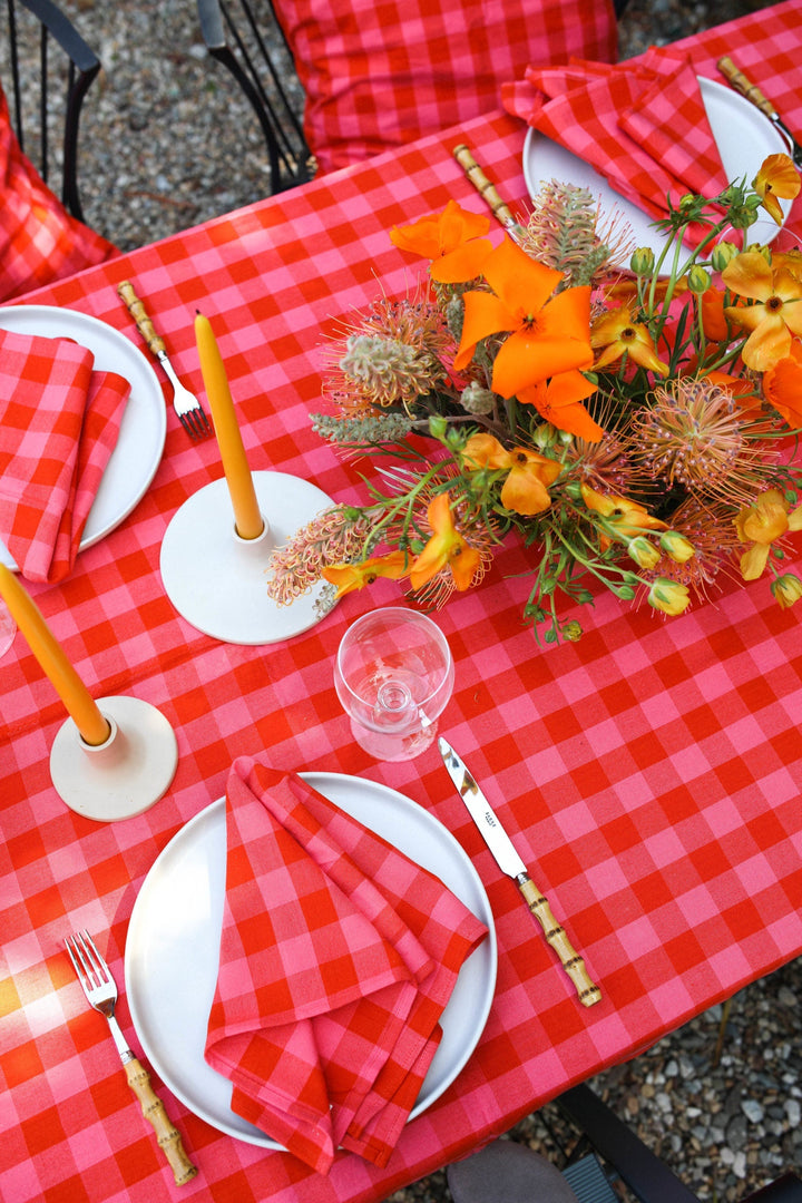 GINGHAM - Guava Tablecloth Heather Taylor Home variable GINGHAM - Guava Tablecloth Bonjour Fete - Party Supplies