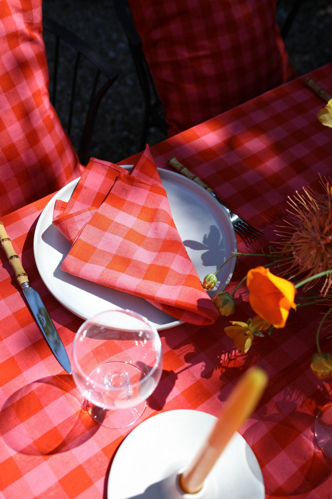 GINGHAM - Guava Tablecloth Heather Taylor Home variable GINGHAM - Guava Tablecloth Bonjour Fete - Party Supplies