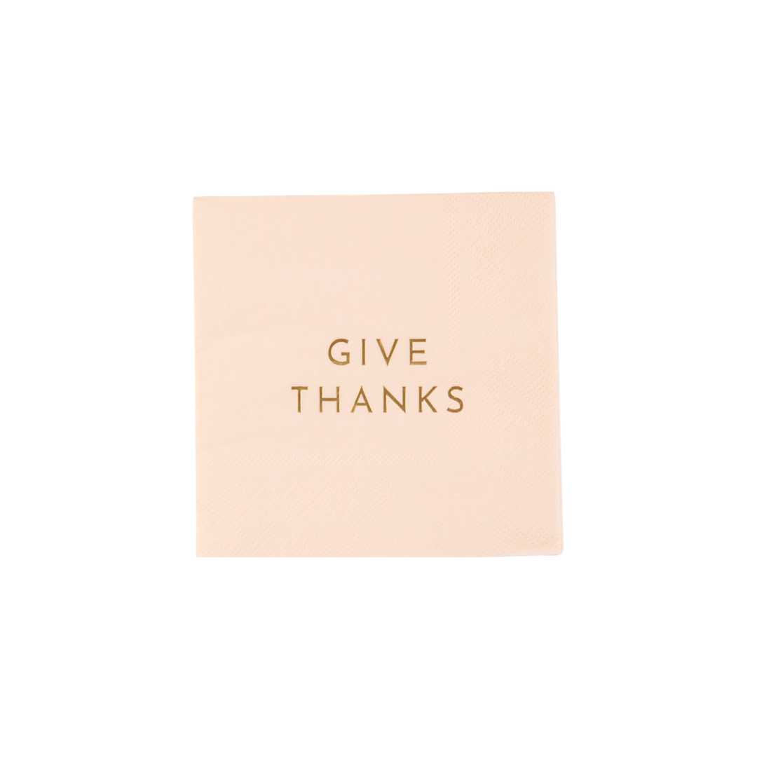 GIVE THANKS COCKTAIL NAPKINS Bonjour Fete Napkins Bonjour Fete - Party Supplies