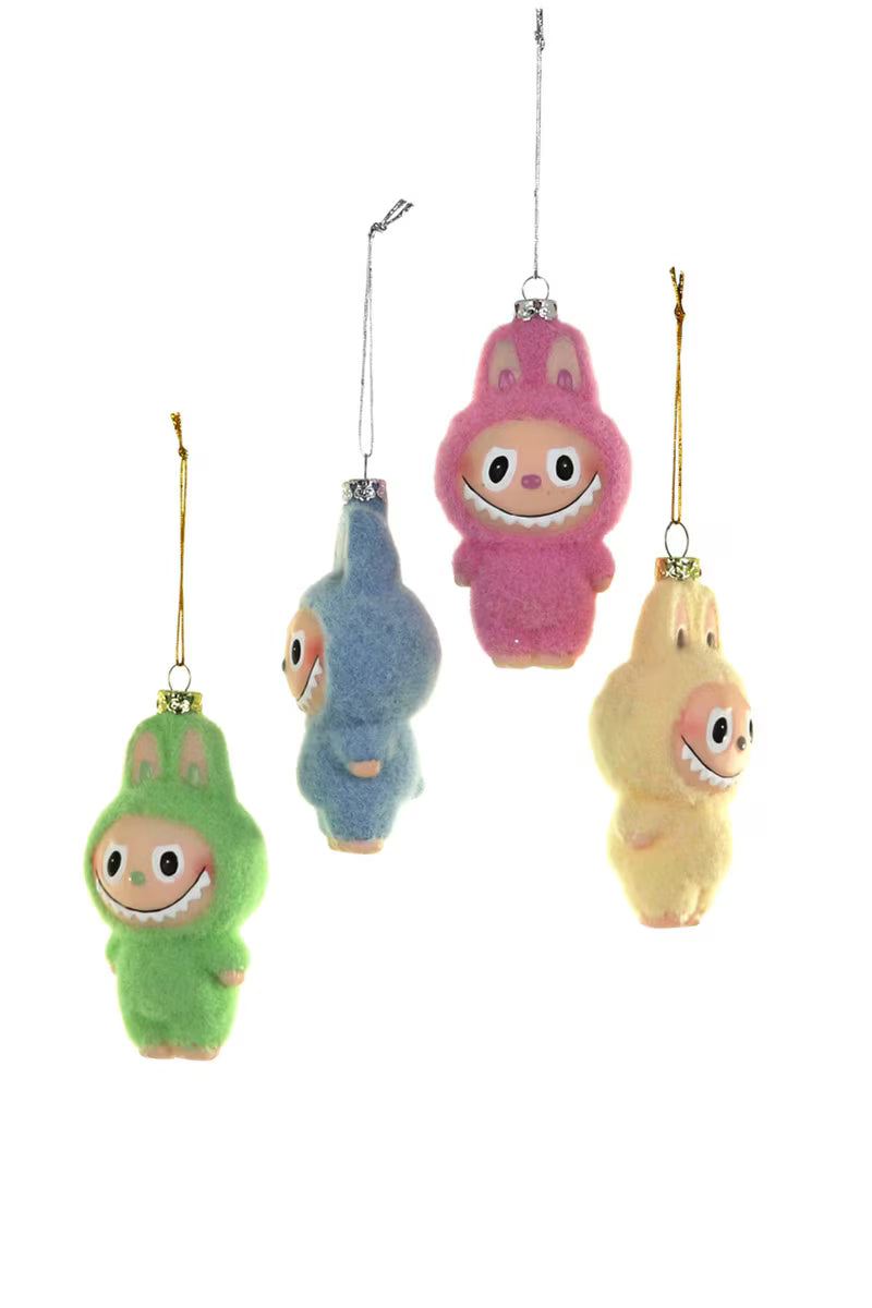 FUZZY MONSTER LABUBU GLASS ORNAMENT BY CODY FOSTER Cody Foster Co. Christmas Ornament FUZZY MONSTER LABUBU GLASS ORNAMENT BY CODY FOSTER Bonjour Fete - Party Supplies