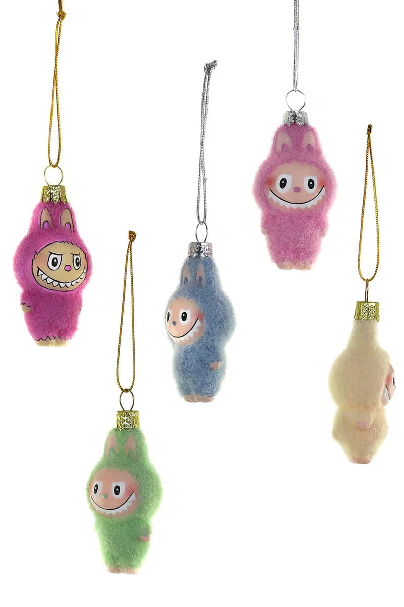 MINI FUZZY MONSTER LABUBU GLASS ORNAMENT BY CODY FOSTER Cody Foster Co. Christmas Ornament MINI FUZZY MONSTER LABUBU GLASS ORNAMENT BY CODY FOSTER Bonjour Fete - Party Supplies