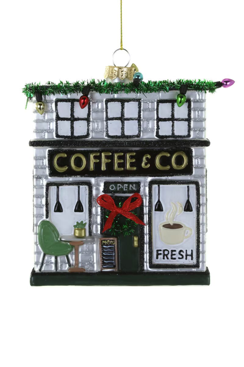 Coffee Shop Glass Ornament by Cody Foster