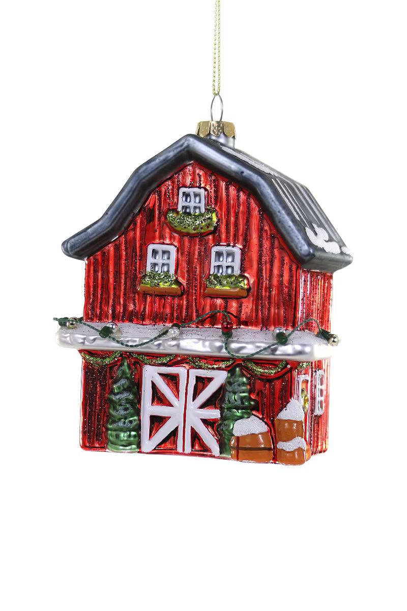 Christmas Barn Glass Ornament by Cody Foster