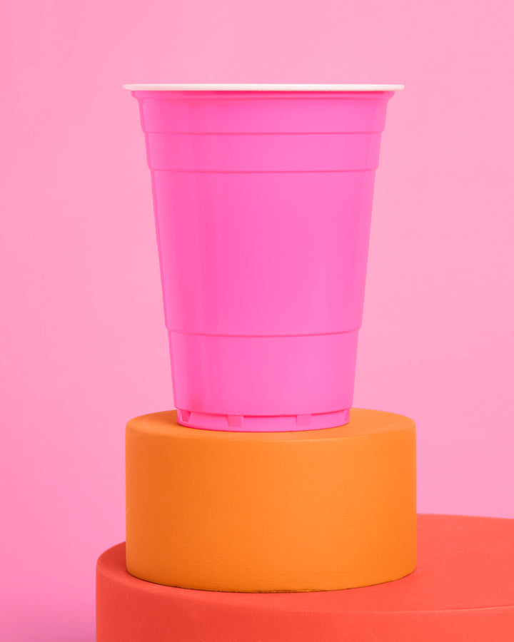 Pink Friday Cups - 50 matte pink 16 oz cups xo, Fetti cups Pink Friday Cups - 50 matte pink 16 oz cups Bonjour Fete - Party Supplies