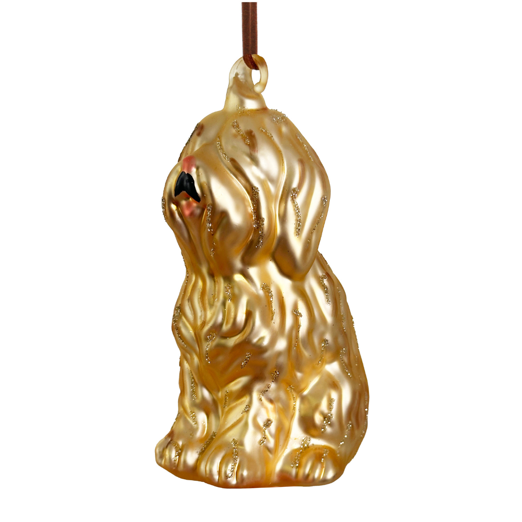 GOLD DOG GLASS ORNAMENT SHI SHI Christmas Ornament GOLD DOG GLASS ORNAMENT Bonjour Fete - Party Supplies