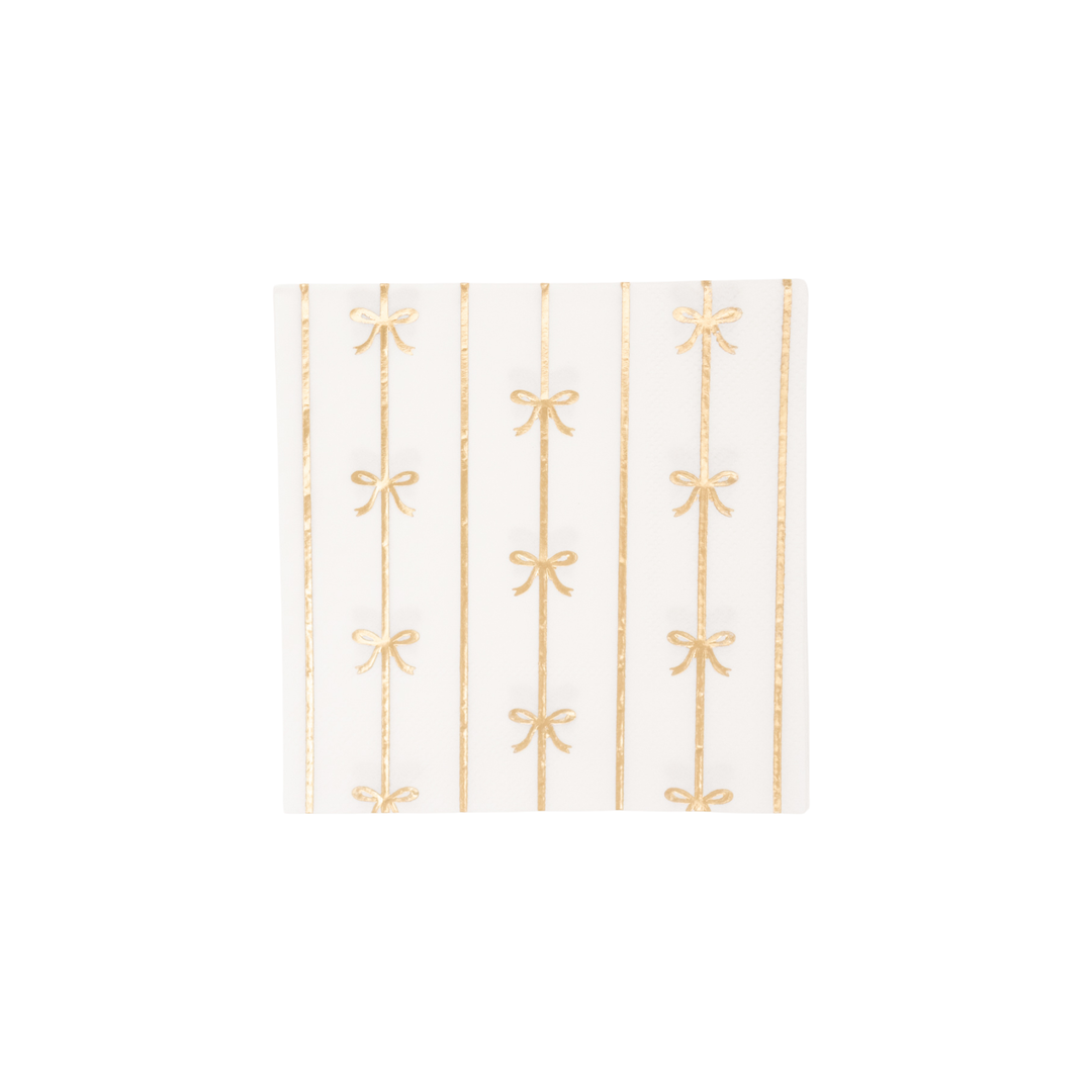 GOLD SIGNATURE BOW SMALL NAPKINS Bonjour Fete Napkins Bonjour Fete - Party Supplies