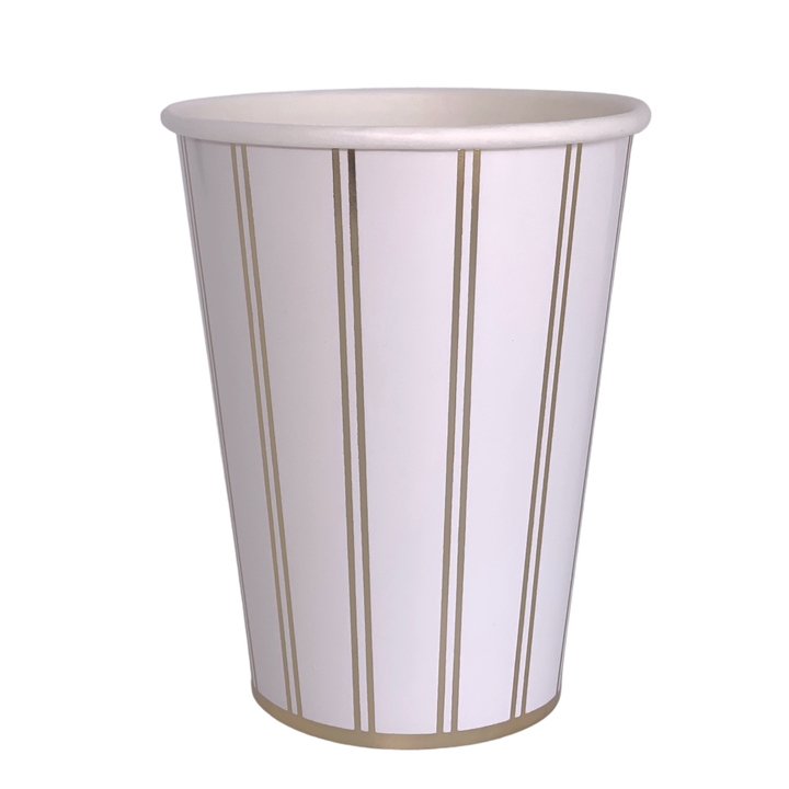 GOLD SIGNATURE STRIPE CUPS Bonjour Fete Cups GOLD SIGNATURE STRIPE CUPS Bonjour Fete - Party Supplies