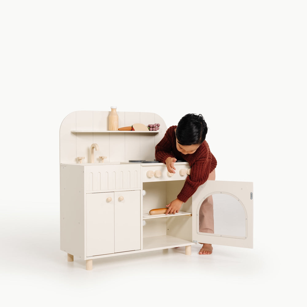 Gathre play kitchen with sink, stovetop, and oven for imaginative play.