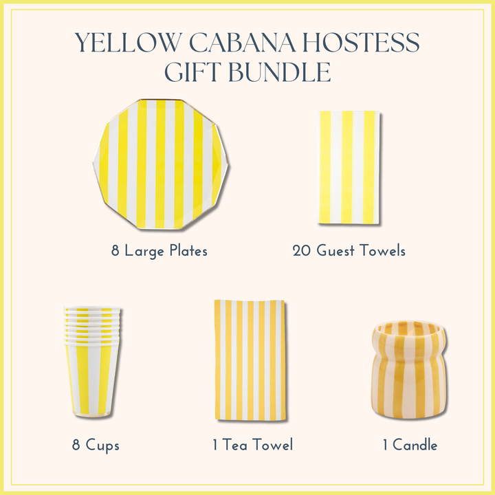 YELLOW CABANA HOSTESS GIFT BUNDLE Bonjour Fête  YELLOW CABANA HOSTESS GIFT BUNDLE Bonjour Fete - Party Supplies