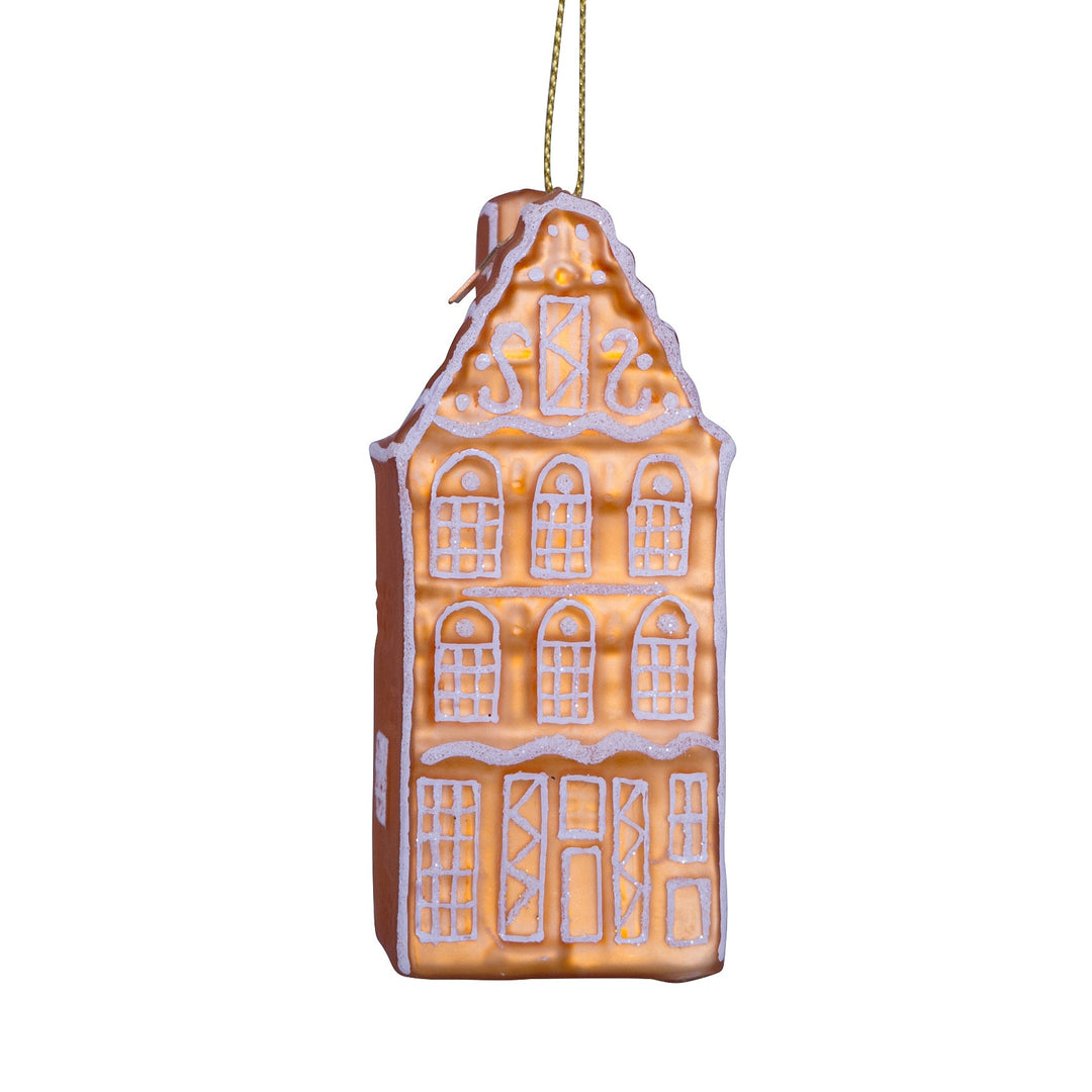 GINGERBREAD CANAL HOUSE GLASS ORNAMENT Vondels Bonjour Fete - Party Supplies