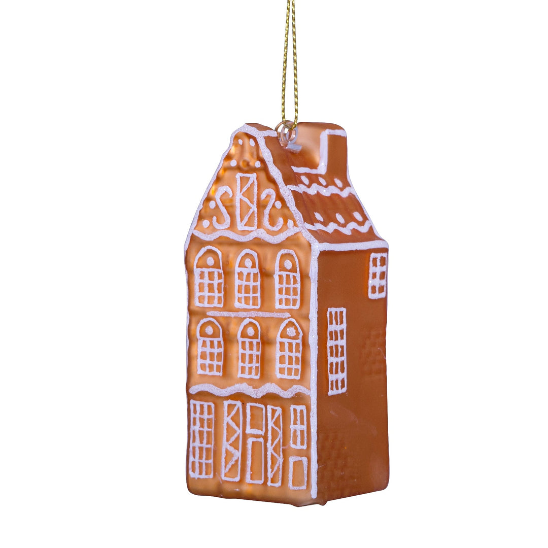 GINGERBREAD CANAL HOUSE GLASS ORNAMENT Vondels Bonjour Fete - Party Supplies