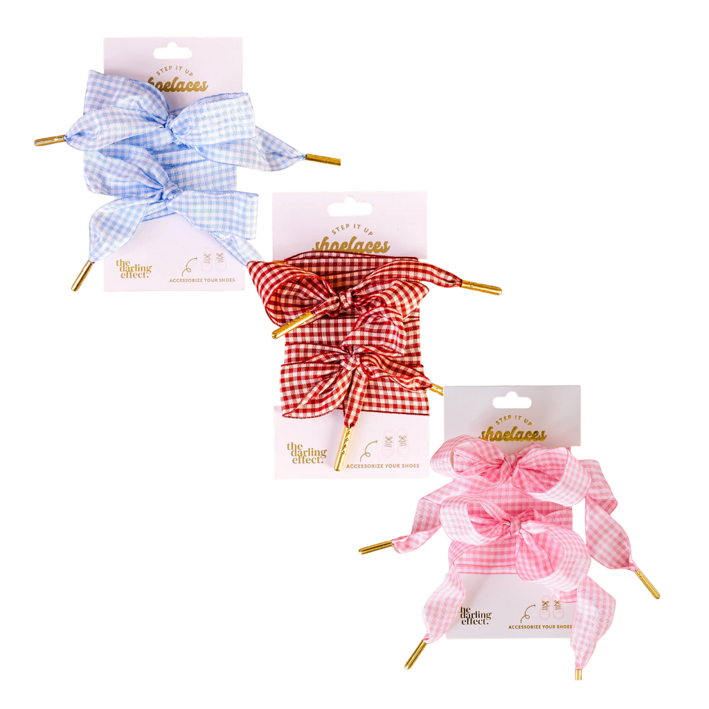 GINGHAM RIBBON SHOELACES The Darling Effect Kid's Accessories & Costumes GINGHAM RIBBON SHOELACES Bonjour Fete - Party Supplies