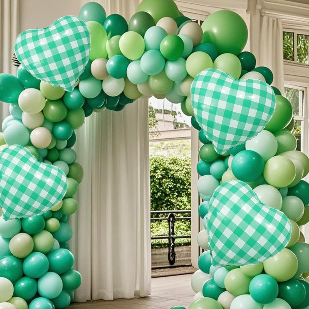 GREEN GINGHAM HEART SHAPED BALLOON Amazon GREEN GINGHAM HEART SHAPED BALLOON Bonjour Fete - Party Supplies