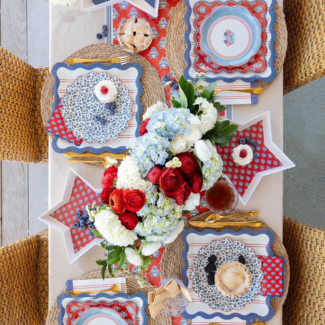Floral-print star bamboo tray for Memorial Day and 4th of July tables