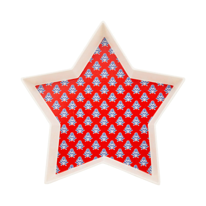 Patriotic star-shaped bamboo serving tray for summer backyard parties