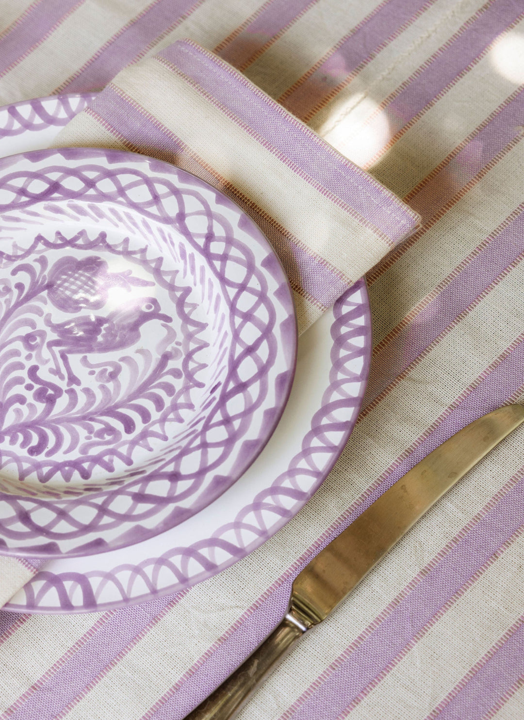 LILAC & CREAM - Stripe Napkins Heather Taylor Home simple LILAC & CREAM - Stripe Napkins Bonjour Fete - Party Supplies