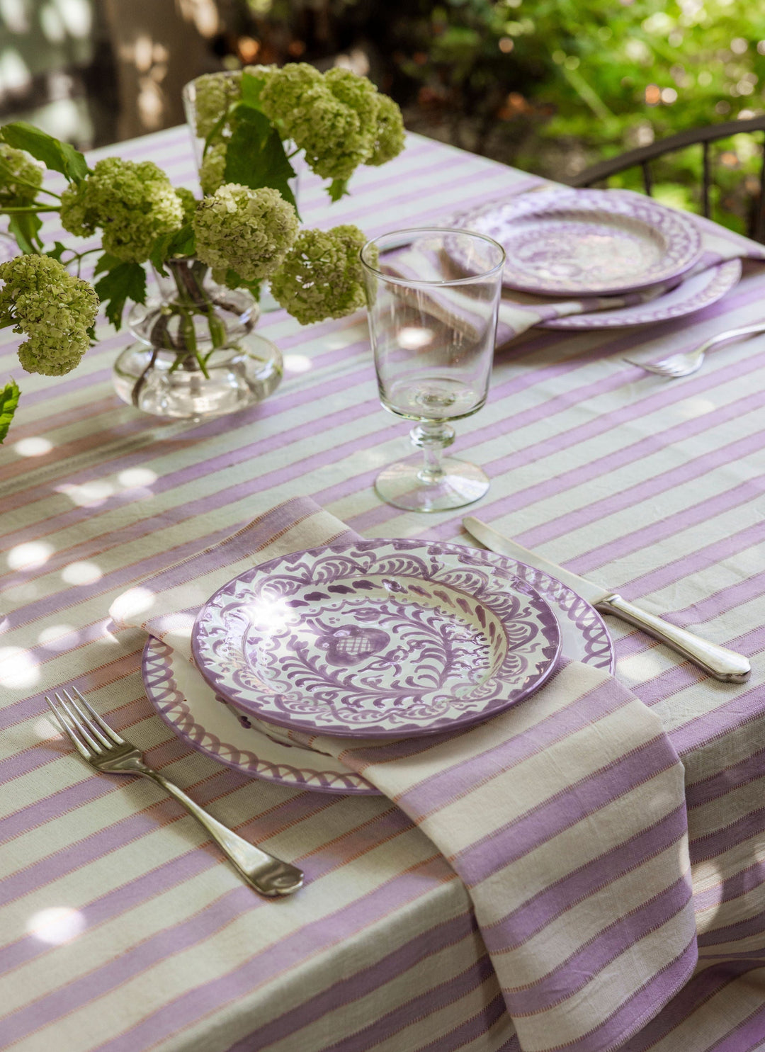 LILAC & CREAM - Stripe Tablecloth Heather Taylor Home variable LILAC & CREAM - Stripe Tablecloth Bonjour Fete - Party Supplies
