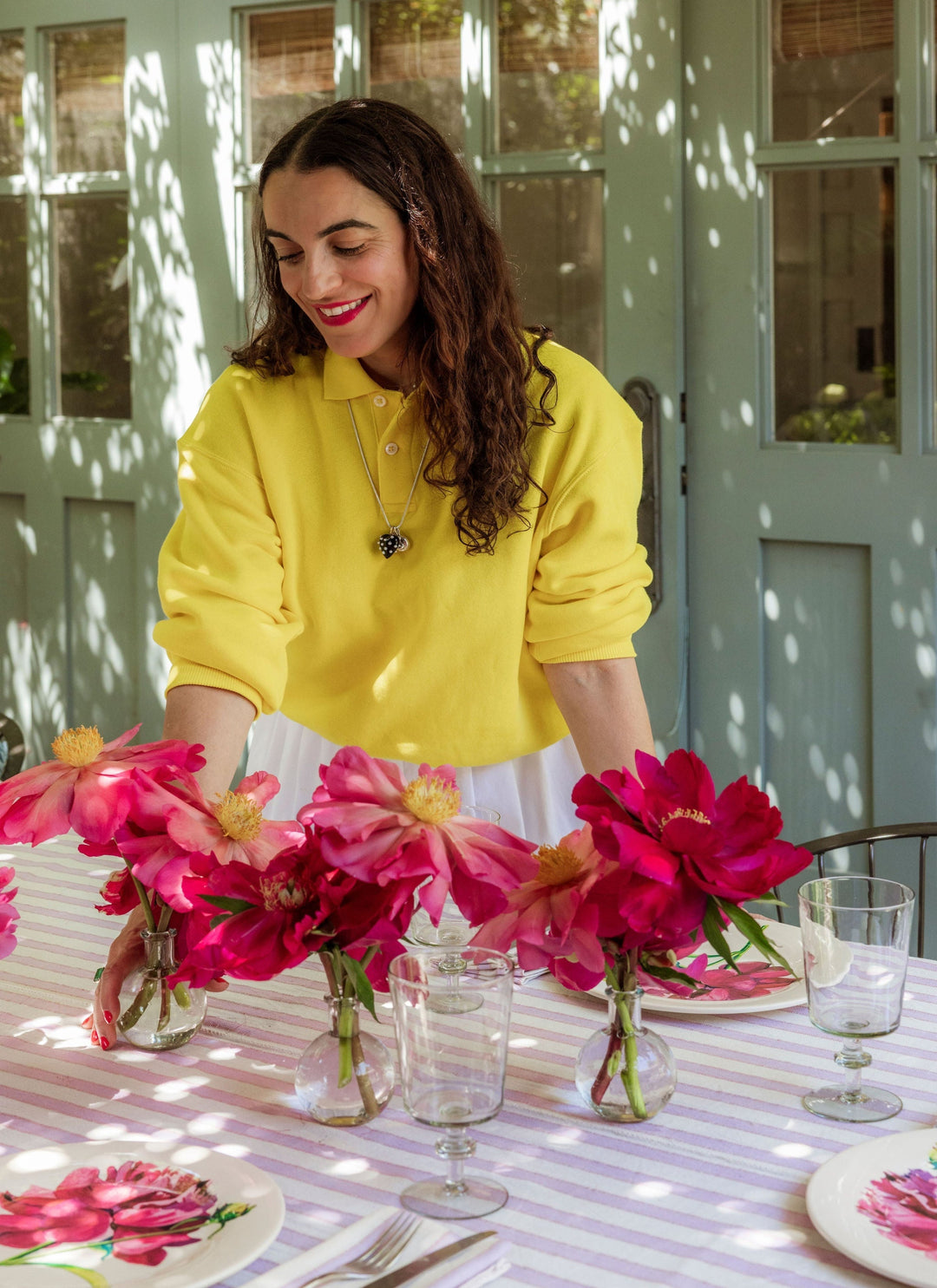 LILAC & CREAM - Stripe Tablecloth Heather Taylor Home variable LILAC & CREAM - Stripe Tablecloth Bonjour Fete - Party Supplies