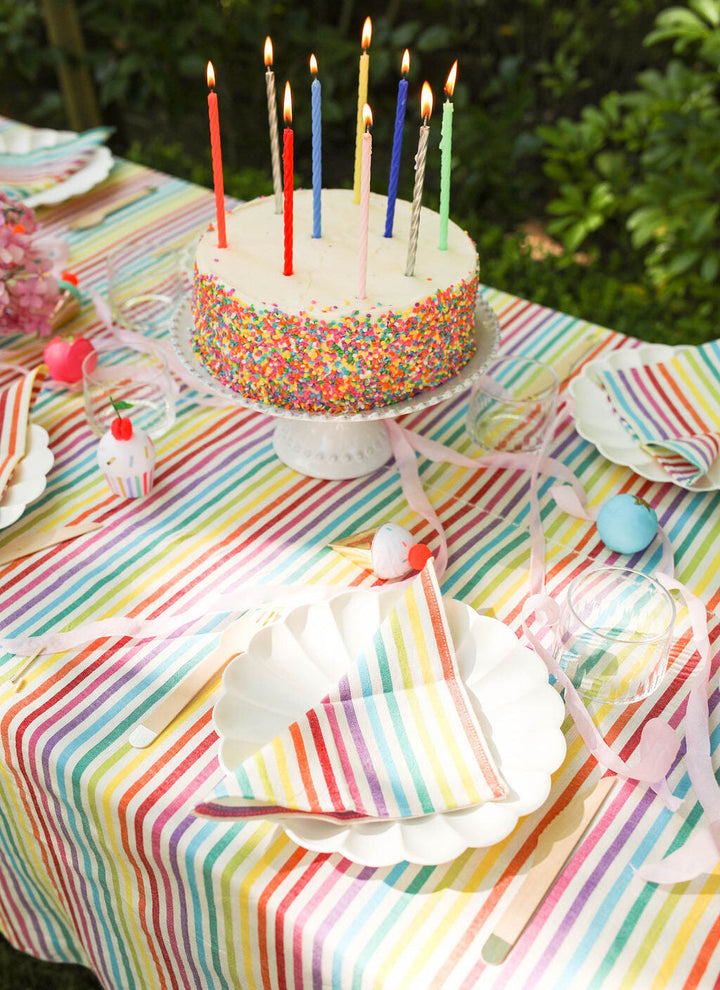 Multi Stripe Rainbow Tablecloth