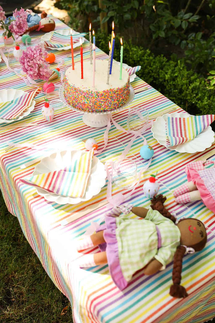 Multi Stripe Rainbow Tablecloth