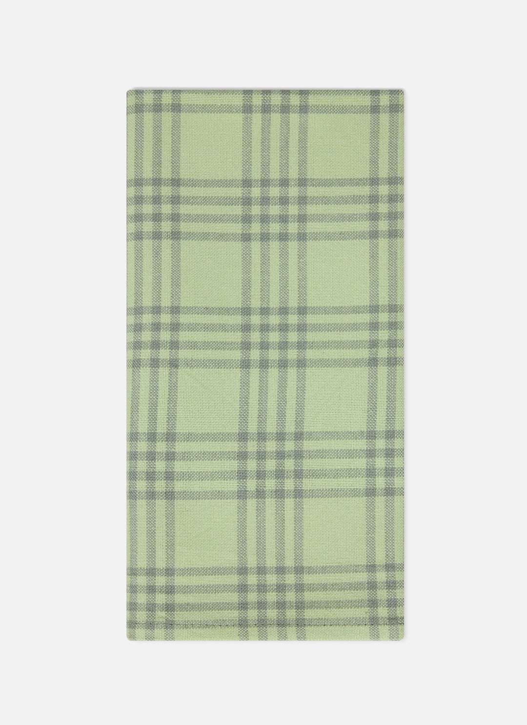 Single Montauk sprout napkin folded to show the soft green windowpane check