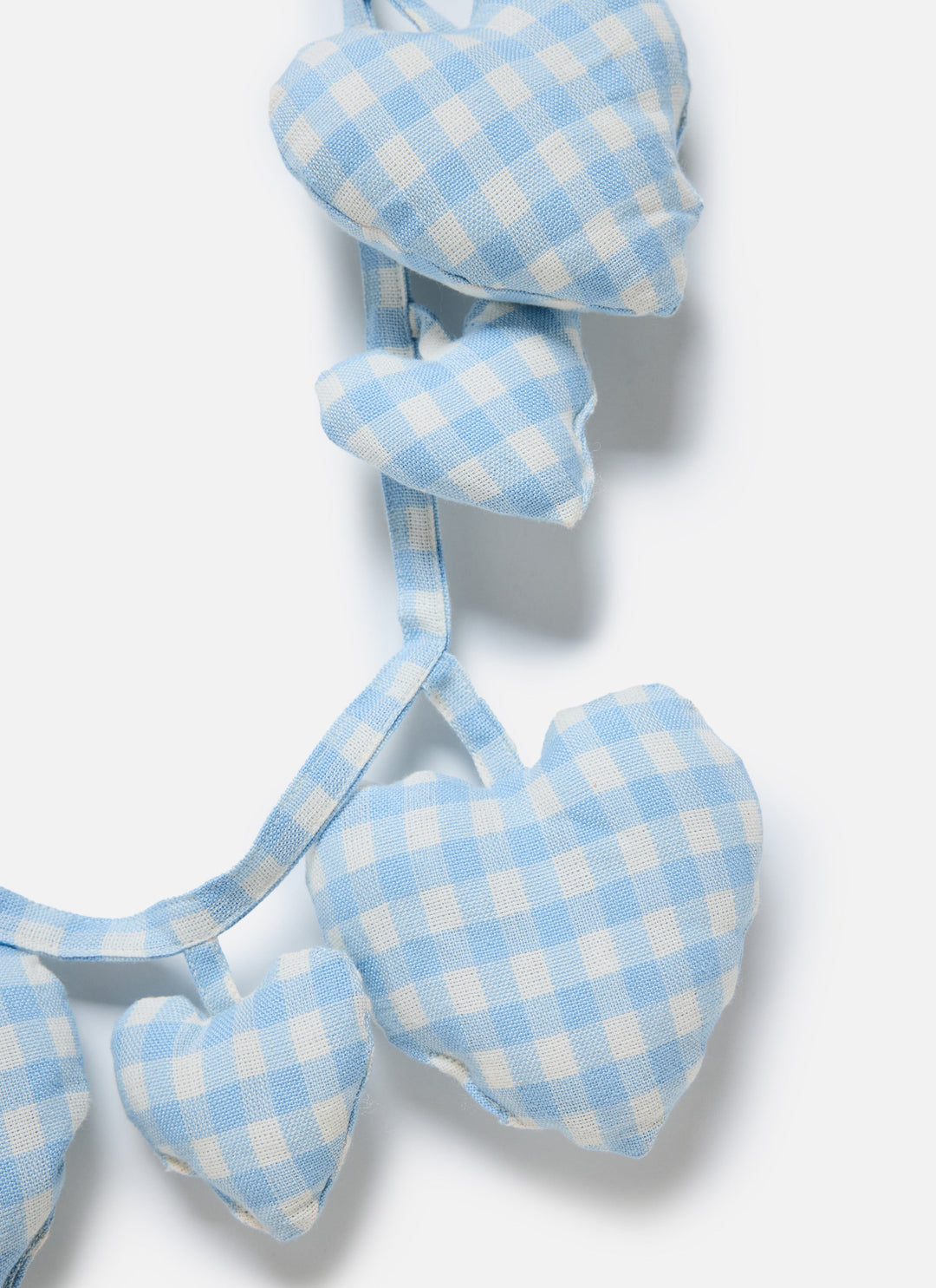 MINI GINGHAM - Baby Blue Hearts Garland Heather Taylor Home simple MINI GINGHAM - Baby Blue Hearts Garland Bonjour Fete - Party Supplies