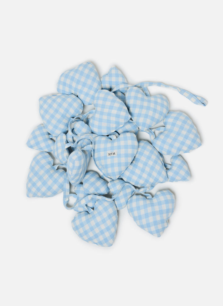 MINI GINGHAM - Baby Blue Hearts Garland Heather Taylor Home simple MINI GINGHAM - Baby Blue Hearts Garland Bonjour Fete - Party Supplies