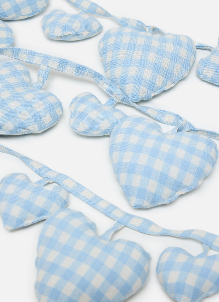 MINI GINGHAM - Baby Blue Hearts Garland Heather Taylor Home simple MINI GINGHAM - Baby Blue Hearts Garland Bonjour Fete - Party Supplies