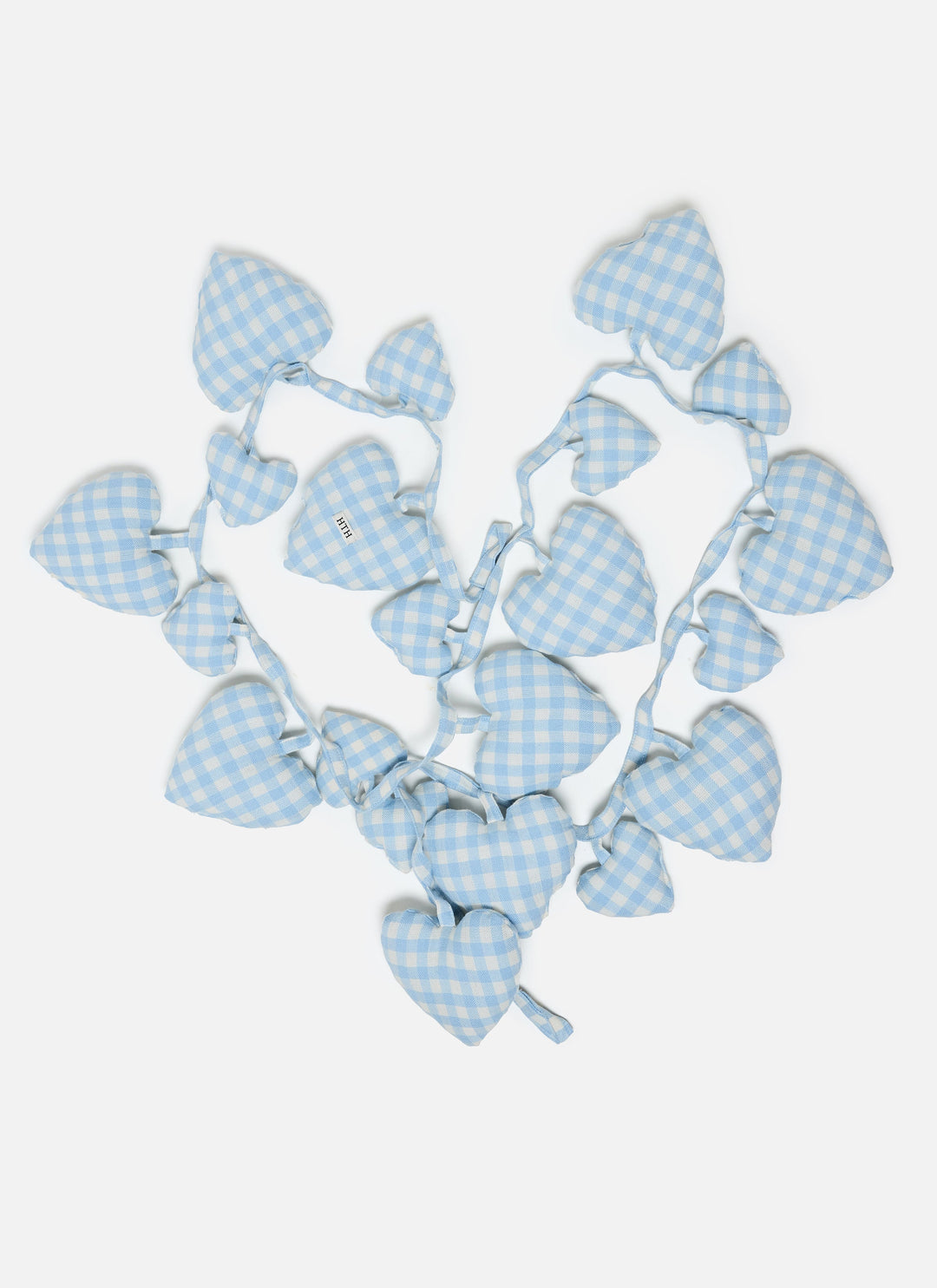 MINI GINGHAM - Baby Blue Hearts Garland Heather Taylor Home simple MINI GINGHAM - Baby Blue Hearts Garland Bonjour Fete - Party Supplies