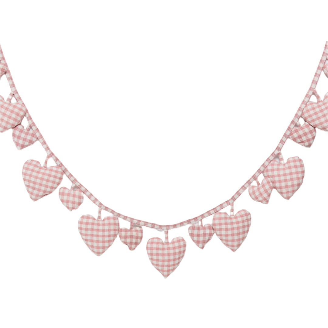 MINI GINGHAM - Rosa Hearts Garland Heather Taylor Home simple MINI GINGHAM - Rosa Hearts Garland Bonjour Fete - Party Supplies