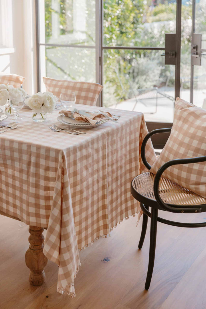 GINGHAM - Blush Tablecloth Heather Taylor Home Large GINGHAM - Blush Tablecloth Bonjour Fete - Party Supplies