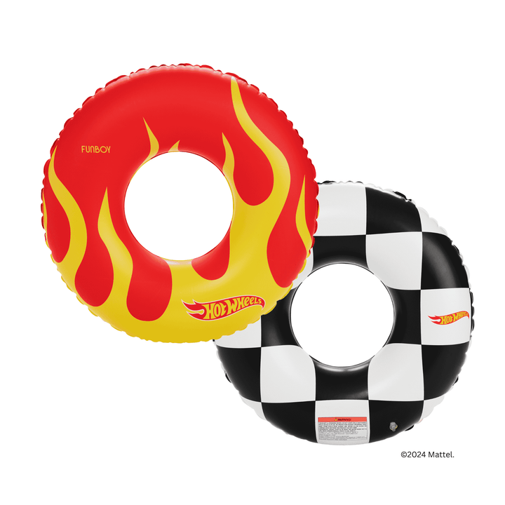 Hot Wheels Checkered Flame Kids Pool Tube Float