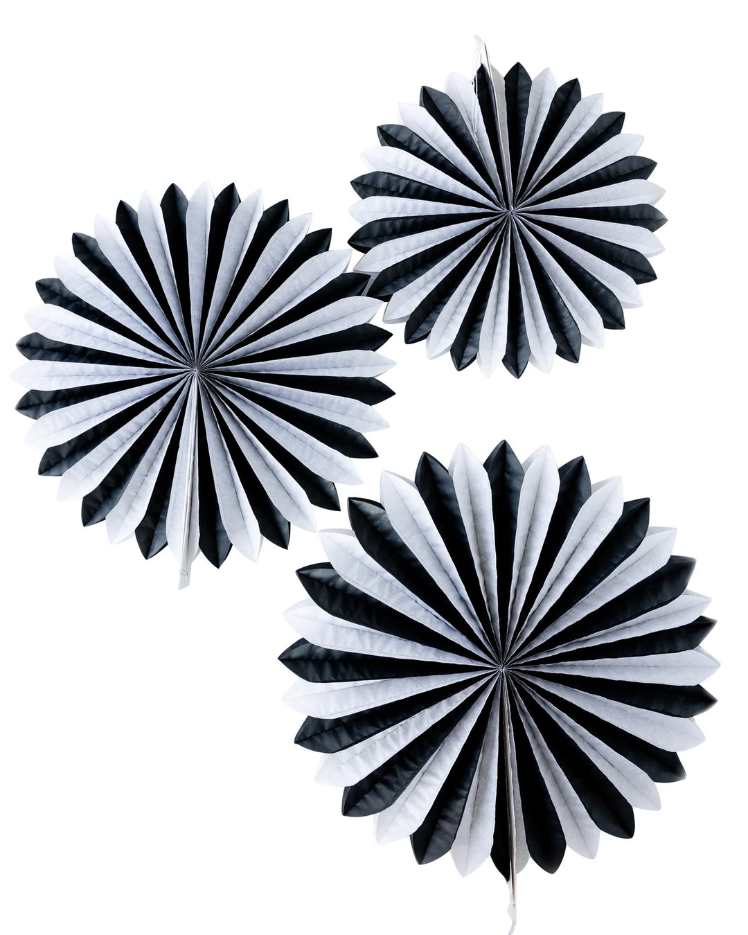Black & White Tissue Paper Fan Set