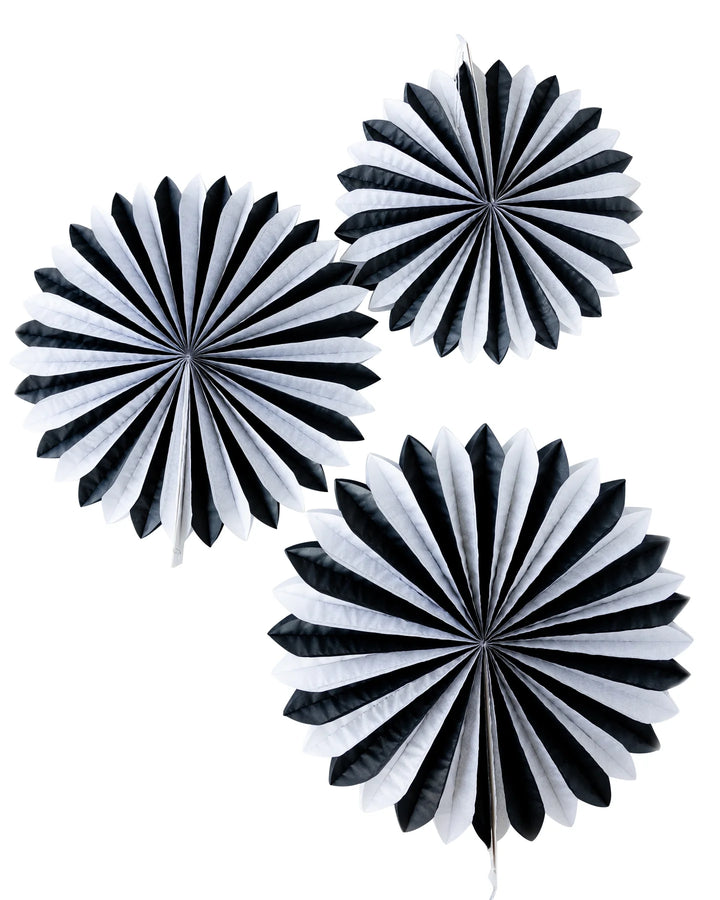 Black & White Tissue Paper Fan Set