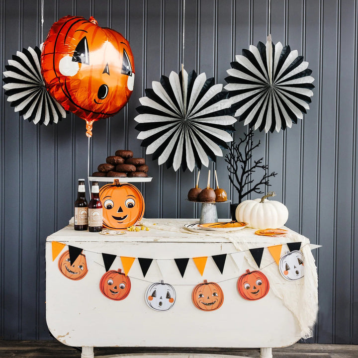 Black & White Tissue Paper Fan Set