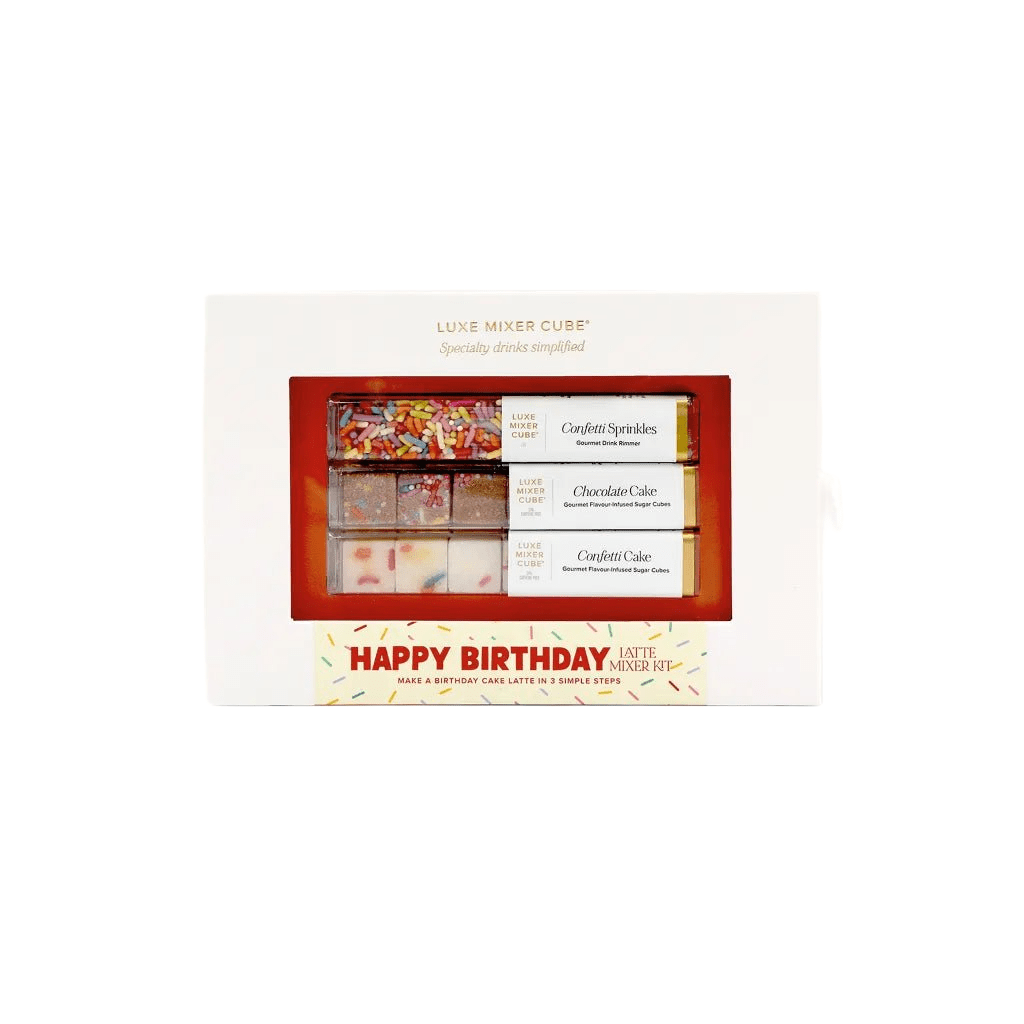 Birthday cake latte mixer cubes by Teaspressa for a birthday morning coffee treat