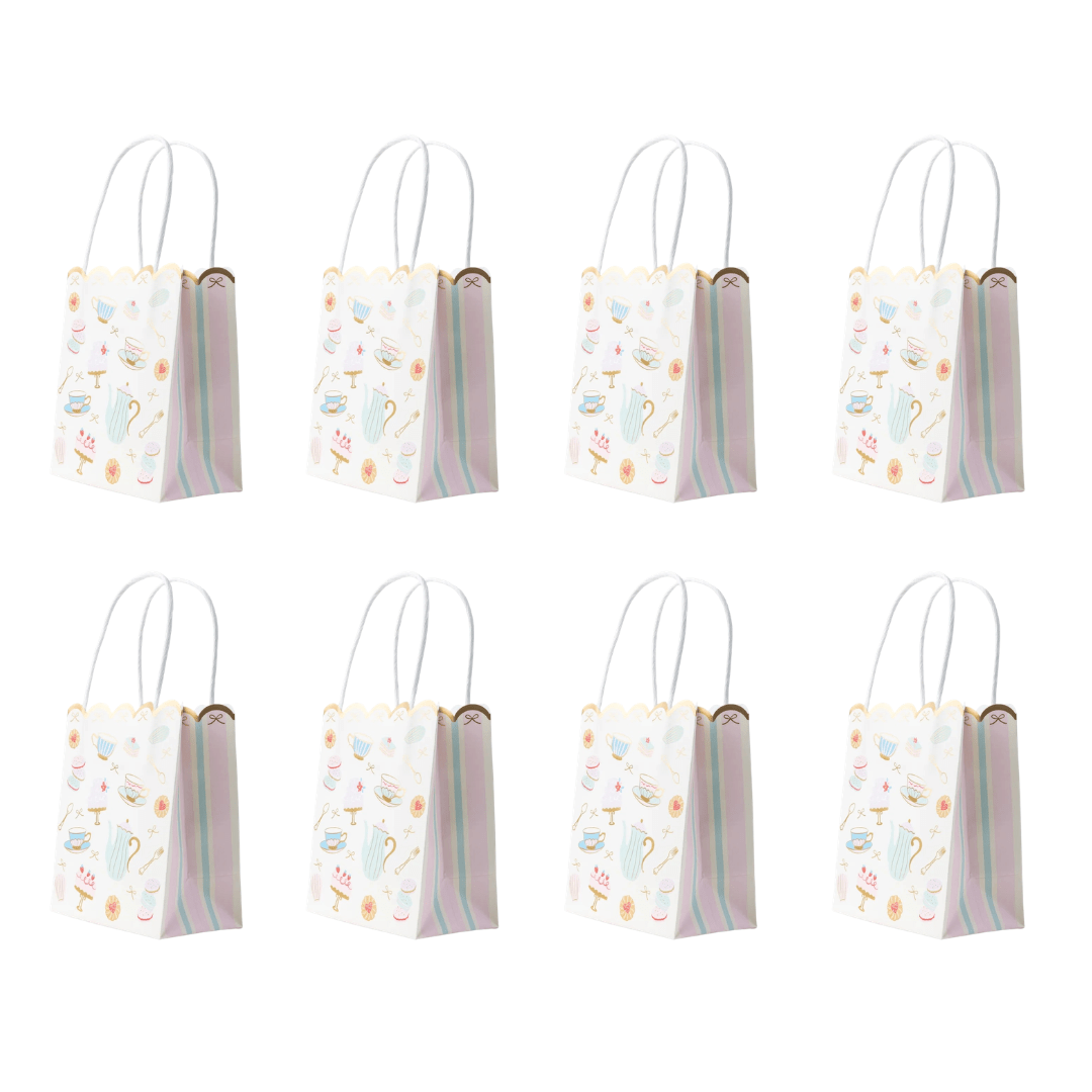 Set of 8 tea party gift bags