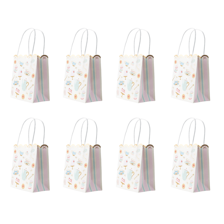 Set of 8 tea party gift bags