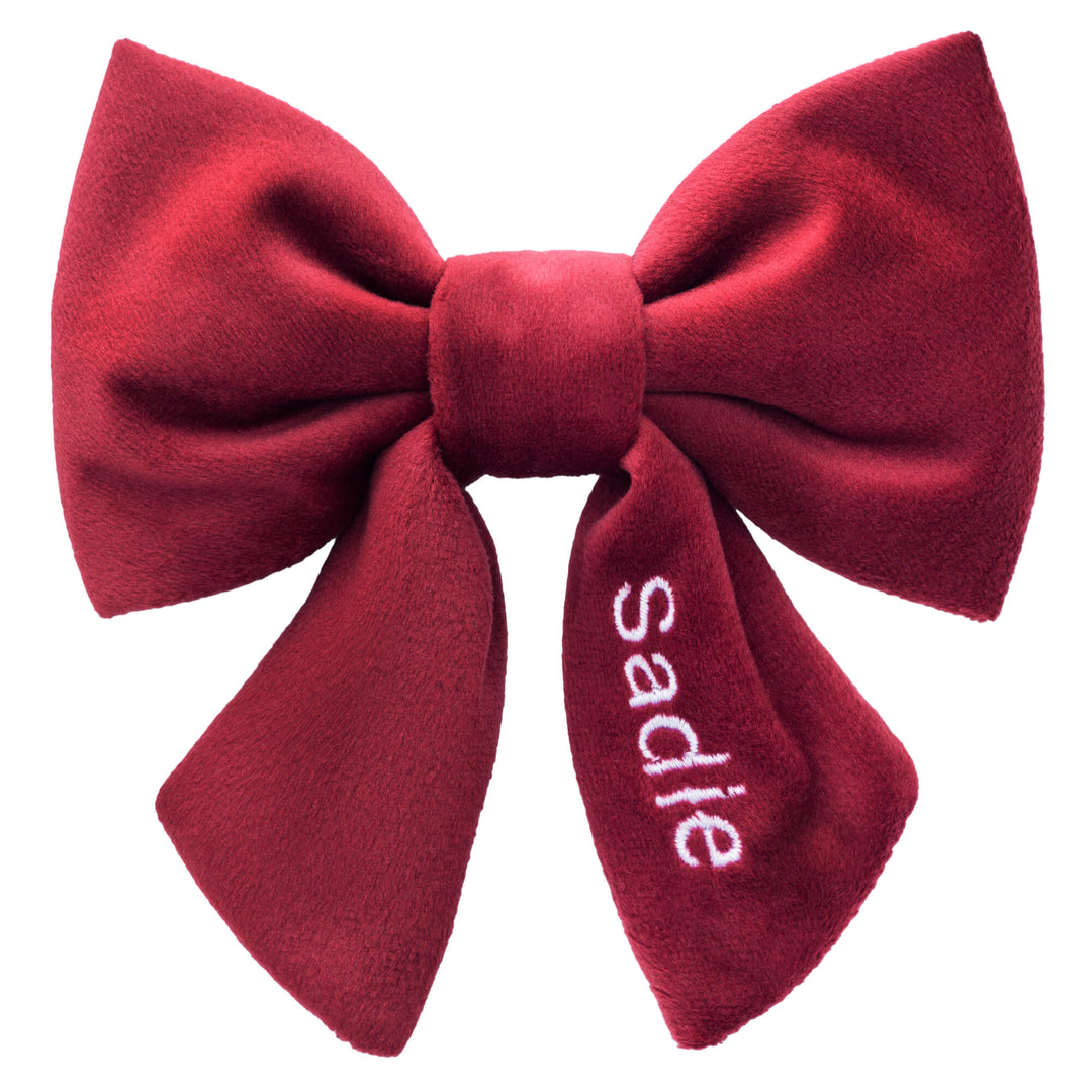 Burgundy Velvet Lady Dog Bow