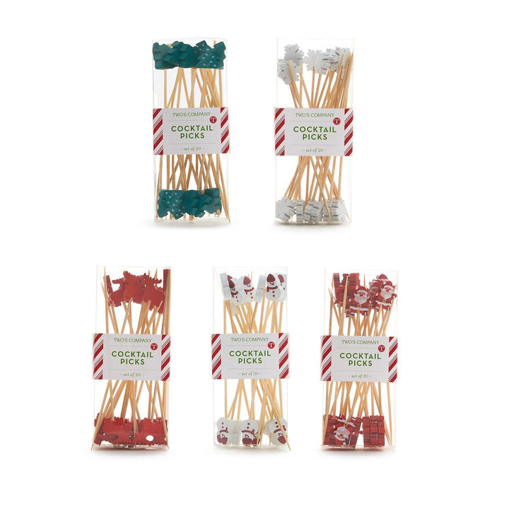 HOLIDAY COCKTAIL PICKS Two's Company Bonjour Fete - Party Supplies